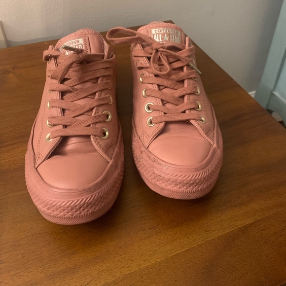 Converse Shoes - Leather mauve Converse with gold accents
